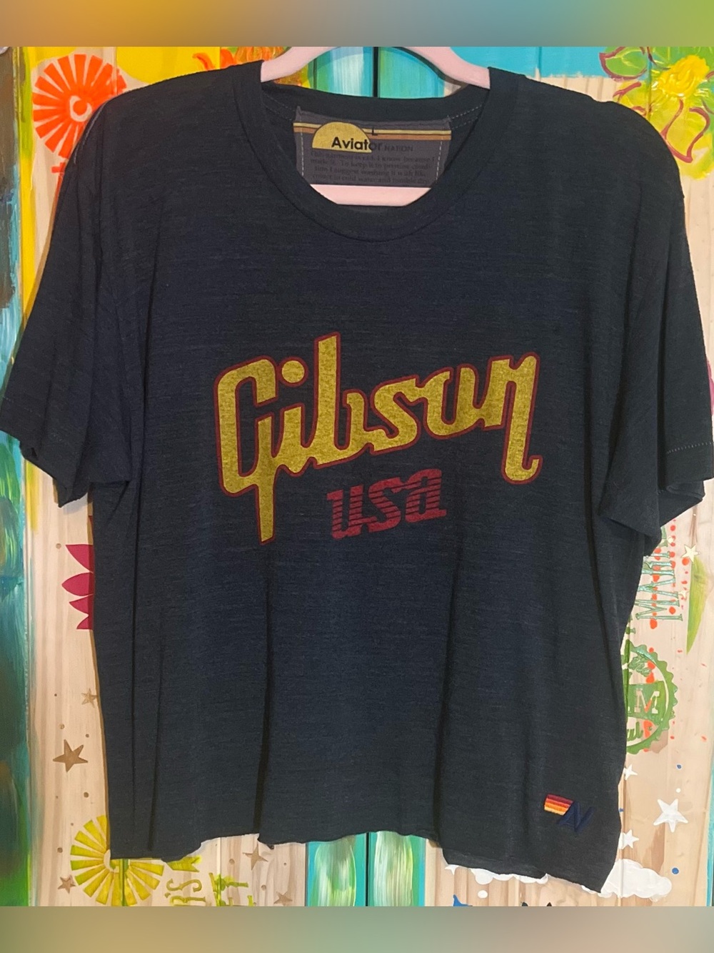 Aviator Nation⚡️X Gibson 🎸Collab Women’s Tee — Washed Black
